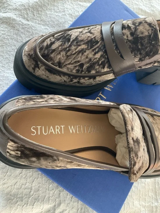 Stuart Weitzman Brown Crushed Velvet Soho  Loafers-Truffle - Picture 16 of 16